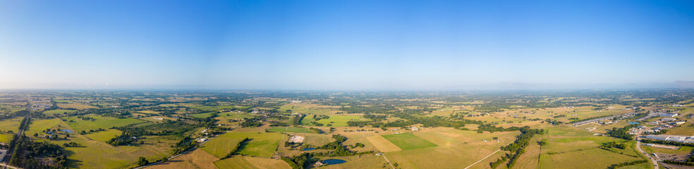 Fototapeta na wymiar Aerial panorama photo farmland landscape Brenham Texas