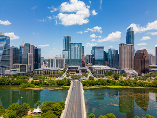 Aerial photo summer at Austin Texas circa July 2023