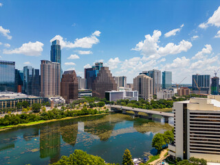 Aerial photo summer at Austin Texas circa July 2023