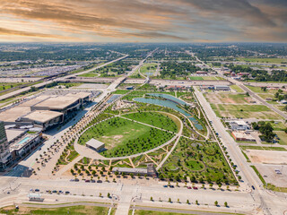 Aerial photo Scissortail Park Oklahom City OK circa 2023