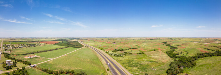 Aerial drone panorama photo farmland landscape in Foss Oklahoma USA © Felix Mizioznikov