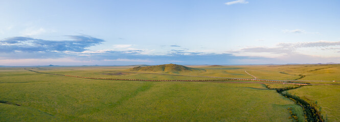 Aerial panorama photo beautiful landscape Des Moines New Mexico USA
