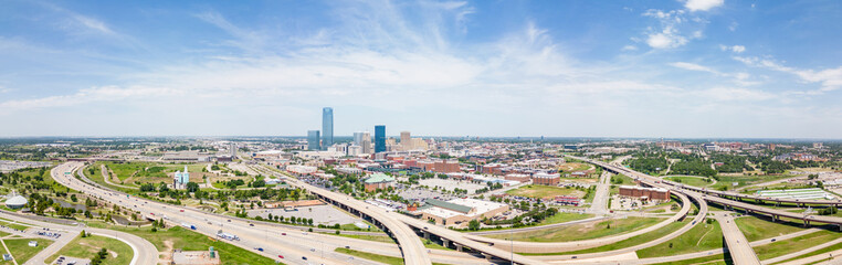 Fototapeta na wymiar Aerial panorama highways to Oklahoma City OK circa 2023