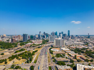 Aerial photo highways leading to Downtown Dallas Texas