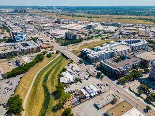 Aerial photo residential apartment buildings Design District Dallas Texas