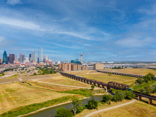 Aerial photo train tracks to Dallas Texas