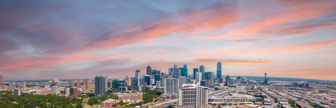 Aerial panorama Dallas Texas circa 2023
