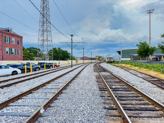 Fototapeta premium Railroad tracks Downtown New Orleans