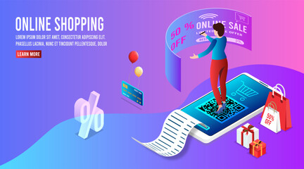Shopping online process on smartphone and tablet.