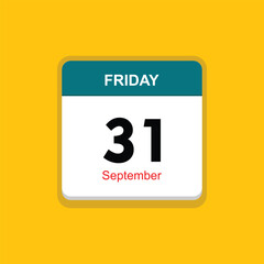 september 31 thursday icon with yellow background, calender icon