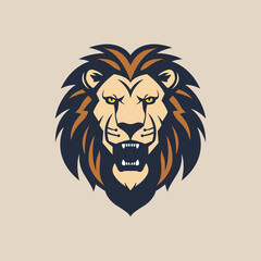 simple lion head colorful flat color logo vector illustration template design