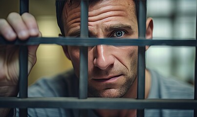 Photo of a man in a jail cell looking directly at the camera