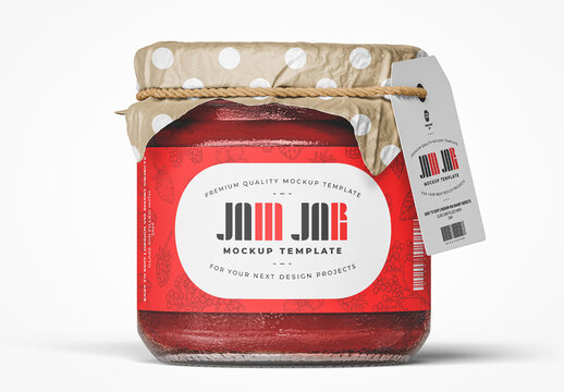 Small Jam Jar Mockup With Label