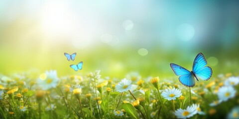 abstract nature spring Background spring flower and butterfly, Generative AI