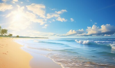 Fototapeta na wymiar Art Summer vacation ocean beach, Generative AI