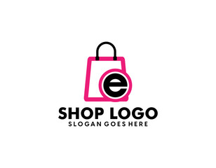 shop logo with bag icon for e commerce and store logo