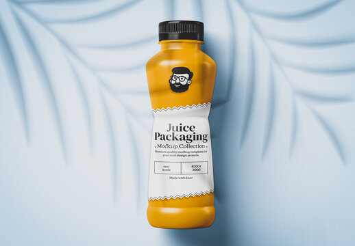 Plastic Juice Bottle Mockup With Black Cap