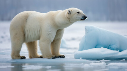 a polar bear standing on an iceberg