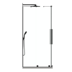 The shower cabin is isolated on a white background, 3D illustration, and a CG render