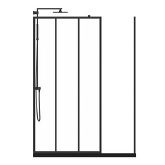 The shower cabin is isolated on a white background, 3D illustration, and a CG render