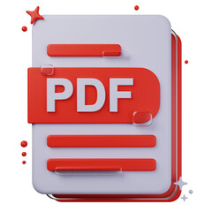 3D illustration of PDF file format. file format 3D concept. 3d rendering