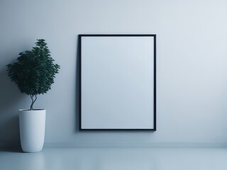 Blank picture mockup frame on wall