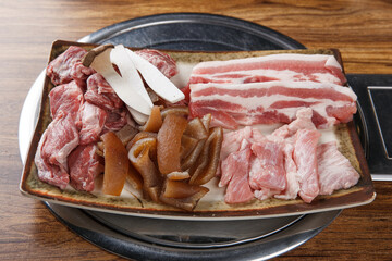 korean style beef pork bbq meat 