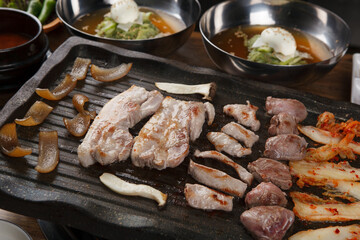 korean style beef pork bbq meat 
