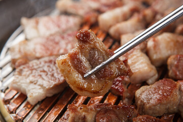 korean style beef pork bbq meat 