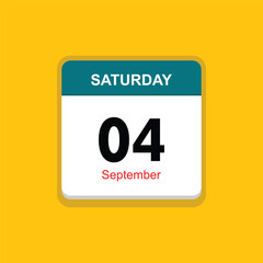 september 04 saturday icon with yellow background, calender icon
