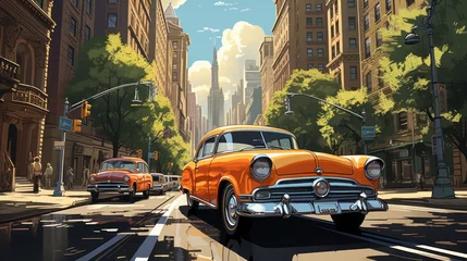 Photo sur Plexiglas TAXI de new york Vintage yellow taxi in New York