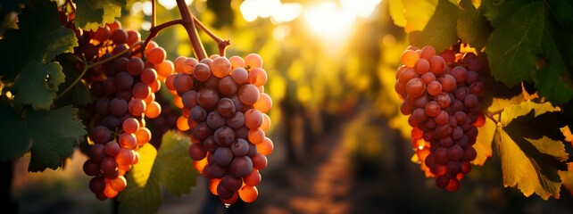 Luscious red grape in vineyard