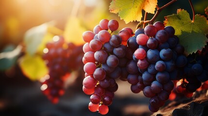 Luscious red grape in vineyard