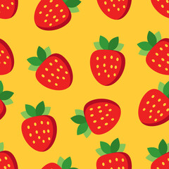 Cute sweet strawberry pattern. Spring-summer illustration of strawberries, repeats the wallpaper. Pink background. Vector of seamless pattern.
