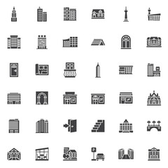 City buildings vector icons set