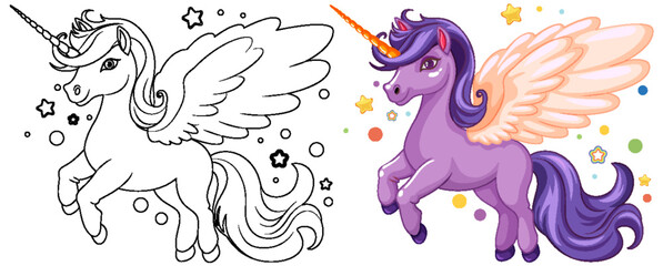 Cute Unicorn Cartoon Coloring Pages © blueringmedia