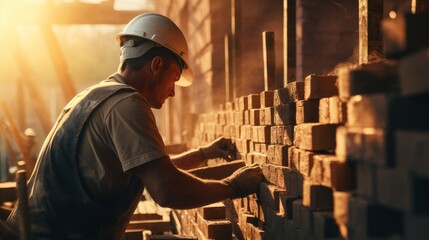 Fototapeta premium builder with bricks