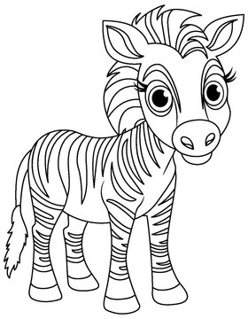 Cute Zebra doodle coloring cartoon character