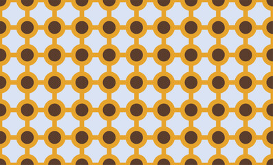 seamless pattern of yellow dot circles, yellow brown abstract background with circles and grid seamless repeat pattern design for fabric printing or wallpaper or prints