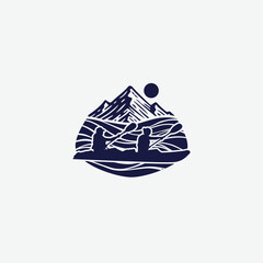 Canoe Paddle Adventure Logo.Canoe Oar Adventure Symbol.Kayak Sport Logo 