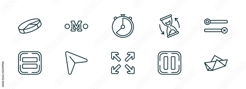 Poster set of 10 linear icons from user interface concept. outline icons such as 3d pie chart, medium, hour