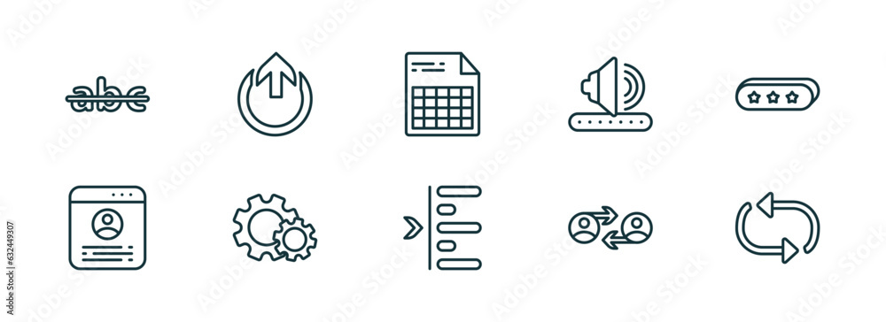 Poster set of 10 linear icons from user interface concept. outline icons such as strikethrough, external, d