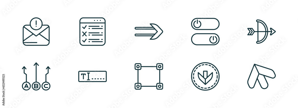 Poster set of 10 linear icons from user interface concept. outline icons such as unread mail, task list, sl