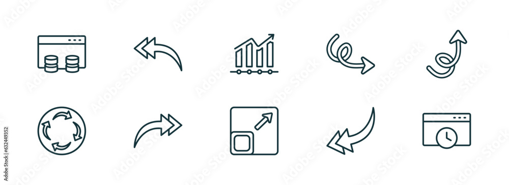 Aufkleber set of 10 linear icons from user interface concept. outline icons such as data windows, turn left on