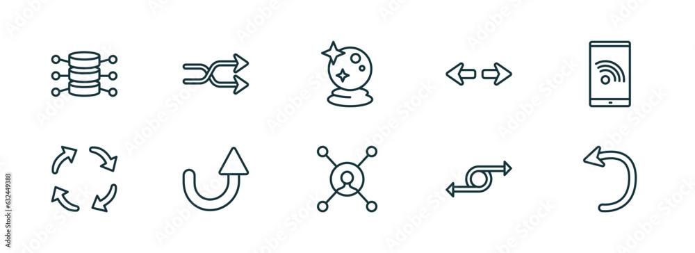 Poster set of 10 linear icons from user interface concept. outline icons such as data analytics cylinder, c