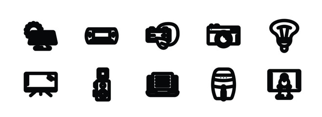 set of 10 linear icons from technology concept. outline icons such as sun energy, , natural resources, customs, fryer, computer screen linux vector