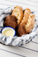 bread basket with organic butter