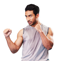 Fitness, man fist and boxing training, sports and exercise with fighter and muscle. Male person,...