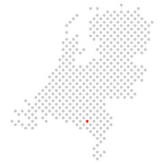 Eindhoven in den Niederlanden: Karte aus grauen Punkten mit roter Markierung