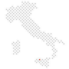 Palermo in Italien: Karte aus grauen Punkten mit roter Markierung
